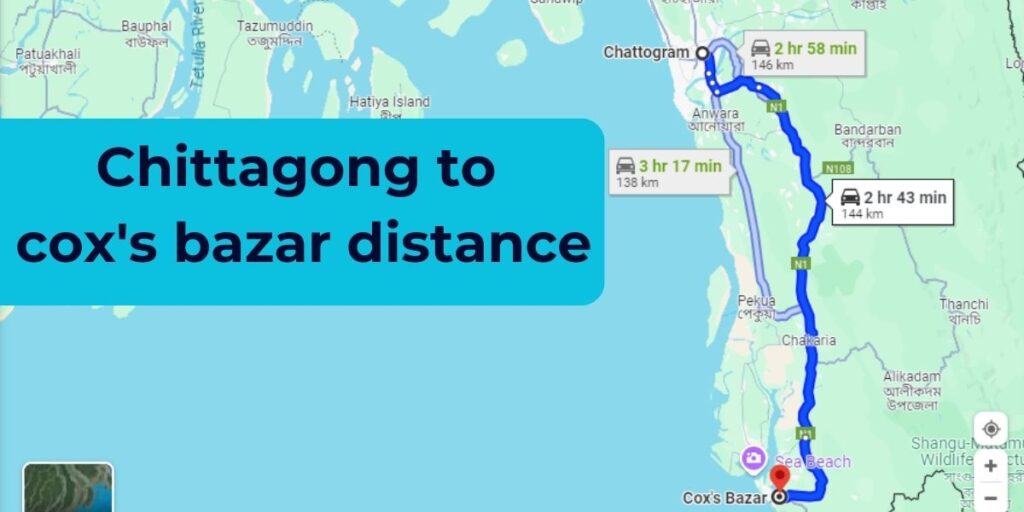 chittagong to cox's bazaar distance